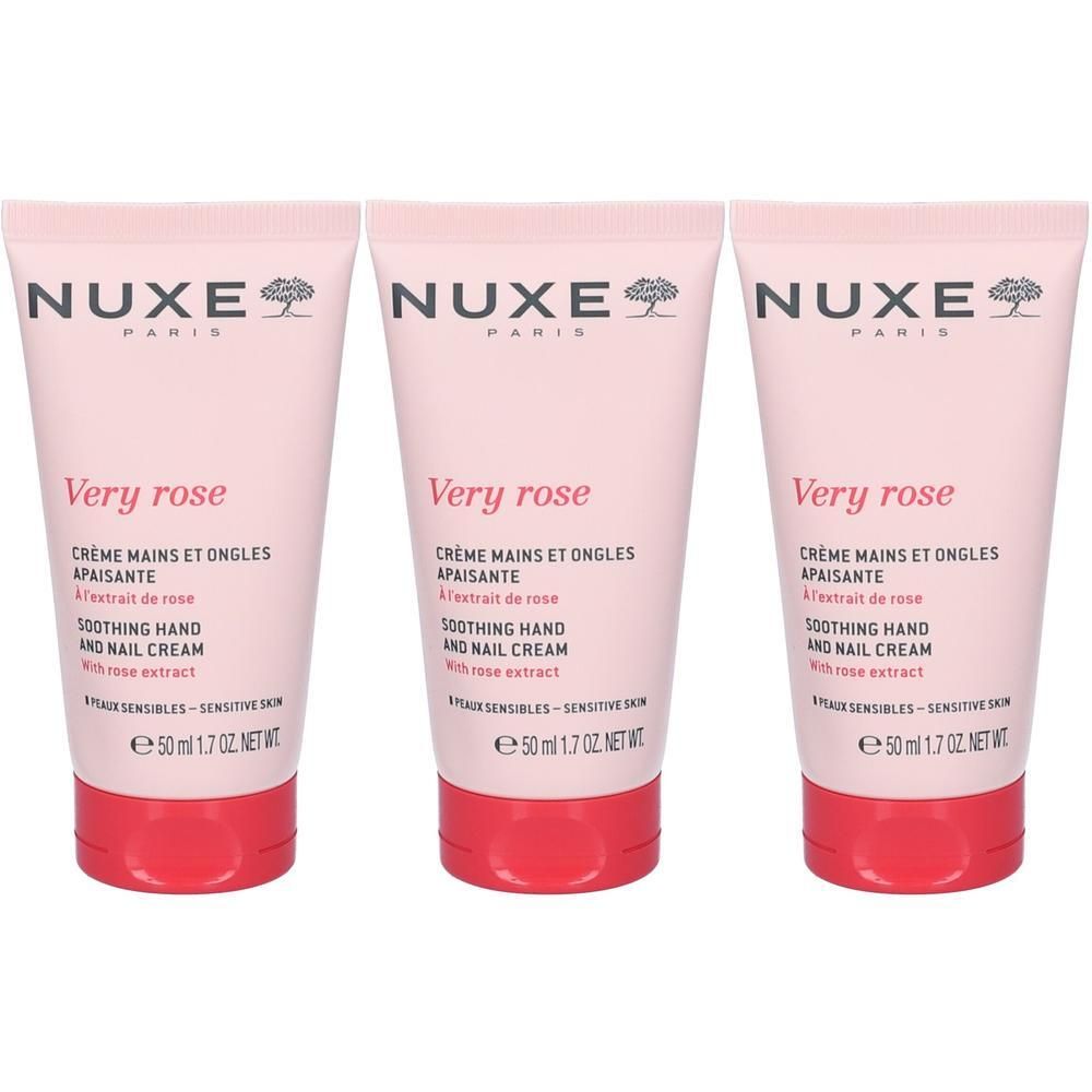 Nuxe Very Rose Crema Lenitiva per Mani e Unghie 3x50 ml