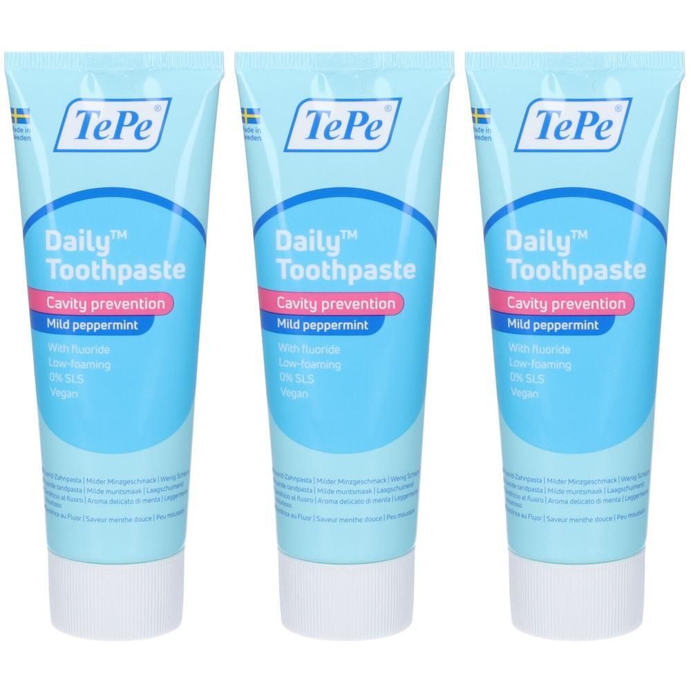 TePe Daily Dentifricio Aromatizzato Alla Menta Piperita Delicata 3x75