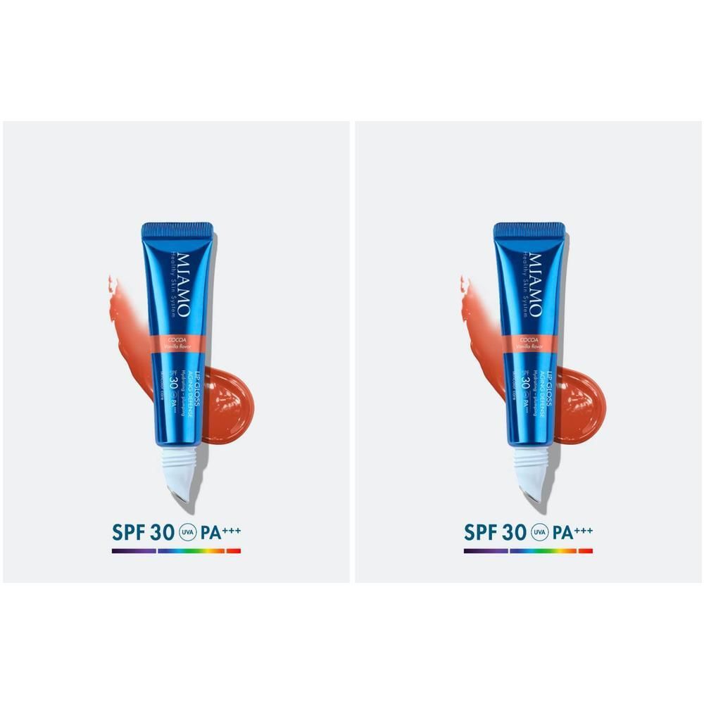 Miamo Lip Gloss Aging Defense SPF 30+ Tono Cocoa Gusto Vaniglia 2x15 m