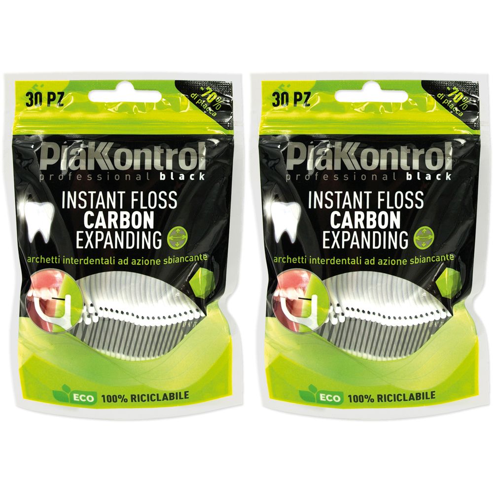Plakkontrol Instant Floss Carbon Expanding 2x30 pz Collutorio