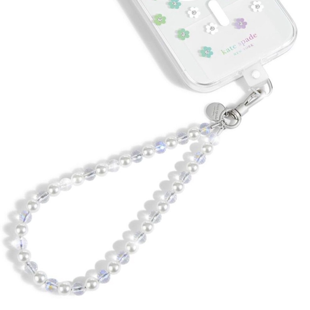 Kate Spade Cell Phones & Accessories | Kate Spade Clear Phone Strap In Sea Pearl And Silver | Color: Silver/White | Size: Os