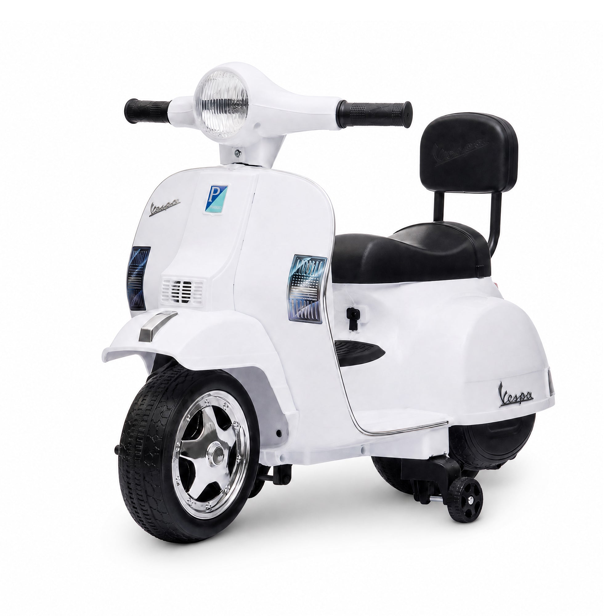 Garvee Officially Licensed Vespa Kids Electric Ride On Car, 6V Battery Powered 4-Wheel Scooter – Headlight – Backrest – Training Wheels – Durable...