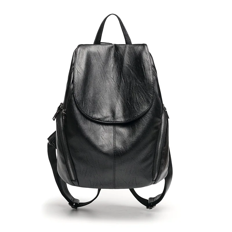 Sacs à dos noirs pour femmes en cuir véritable, grande capacité, imperméables, sacs à dos tendance pour femmes, sacs d'école pour filles, sacs de voyage pour l'école