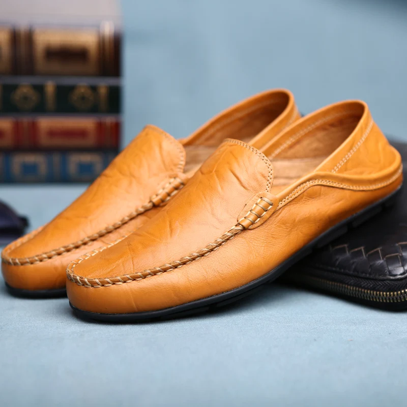 mocassins chaussures pour hommes chaussures décontractées marque italienne mocassins en cuir sans lacet chaussures plates pour hommes chaussures de conduite pour hommes Sneaker de haute qualité 、