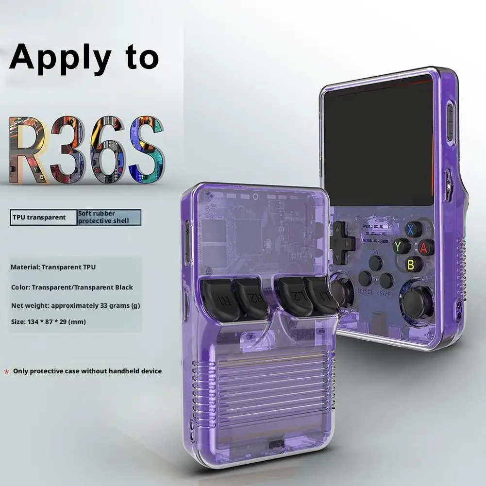 Housse de protection pour console de jeu portable R36S, étui de protection arrière portable, accessoires pour console de jeu, étui de rangement transparent