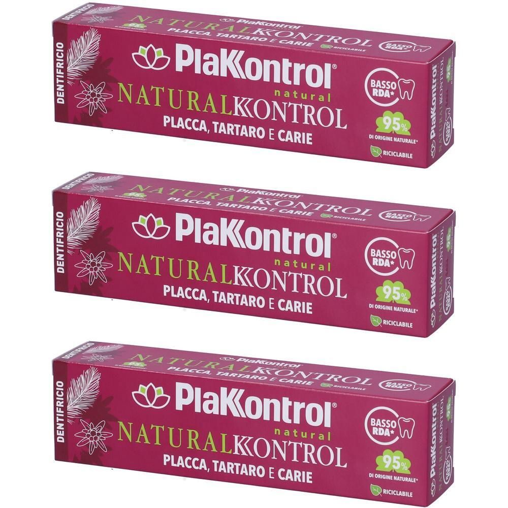 Plakkontrol Natural Kontrol Dentifricio 3x75 ml