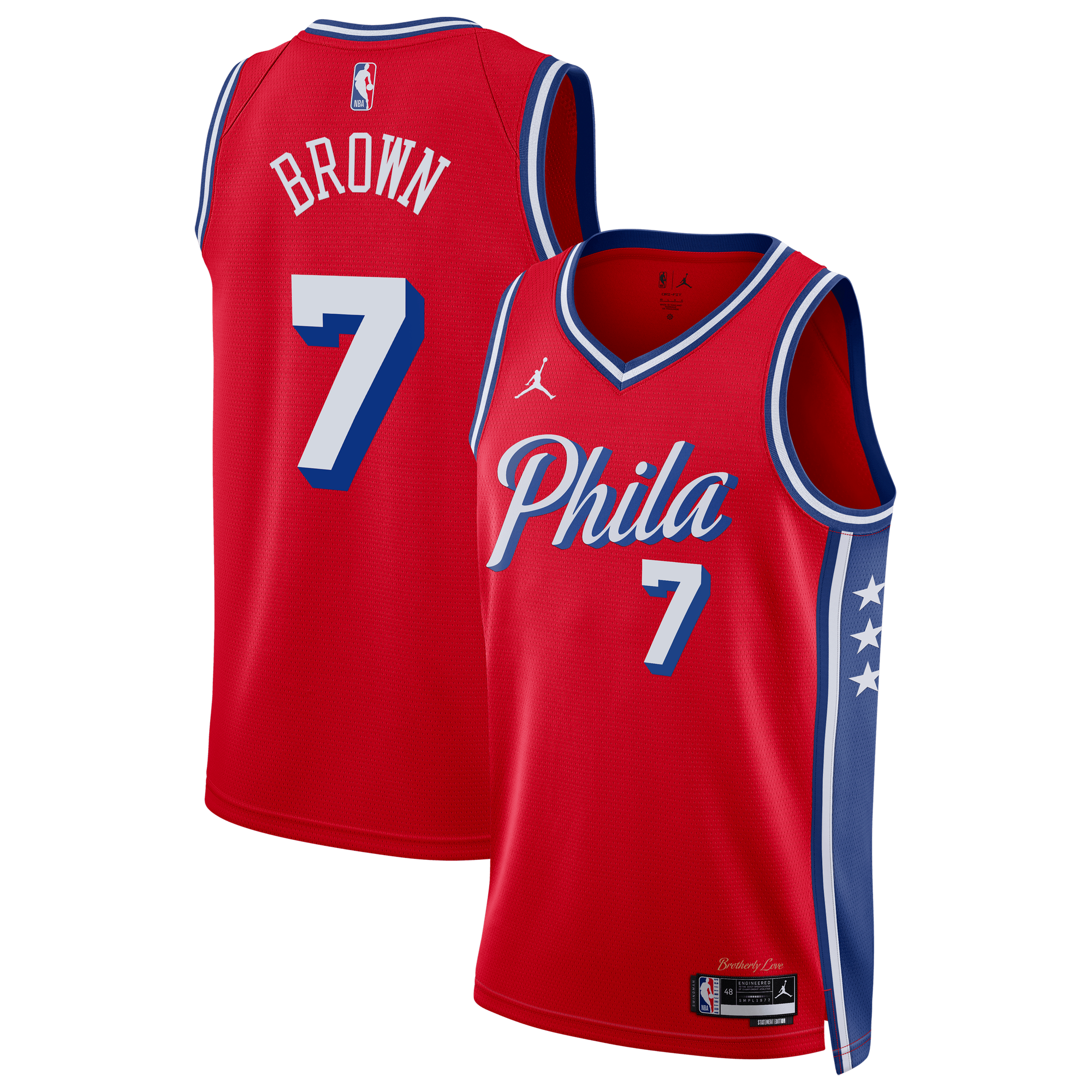 Maillot Swingman Philadelphia 76ers Jordan Brand Statement Edition - Rouge - Jaylen Brown - Unisexe - Homme Taille: 2XL
