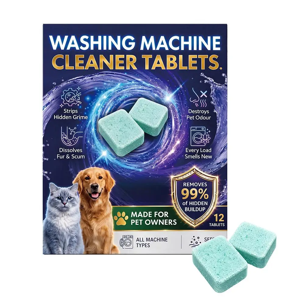 Washing Machine Cleaner Tablets 12 Pieces For Pet Owners,Remove Stubborn,Eliminates Smells,Deep Cleaning Washing Machine Cleaner