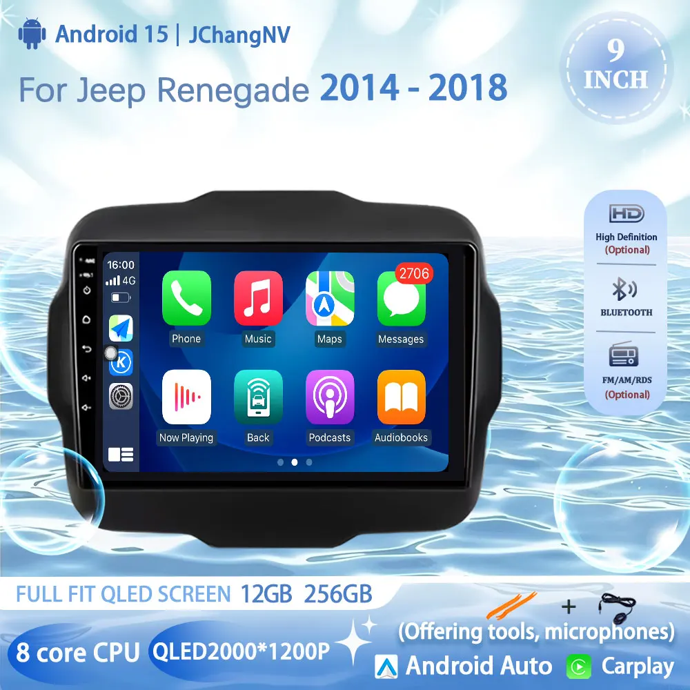 Android 15 Carplay Auto Für Jeep Renegade 2014 2015 2016 2017 2018 Auto Radio Multimedia Video Player Navigation GPS 4G WIFI GPS