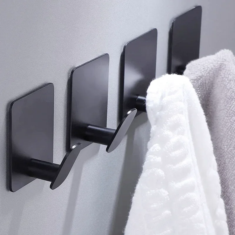 4 Stück/2 Stück Badezimmer-Kleiderhaken, selbstklebende Wandhaken, Handtuchhalter aus Edelstahl, Badezimmer- und Küchenzubehör, Mehrzweckhaken