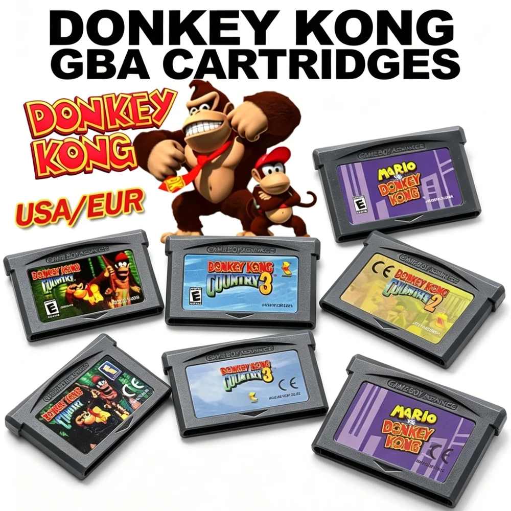 Donkey Kong Series GBA Game 32Bit Video Cartridge Donkey Kong Country 1 2 3 Advance Retro Video Game Collection Gift