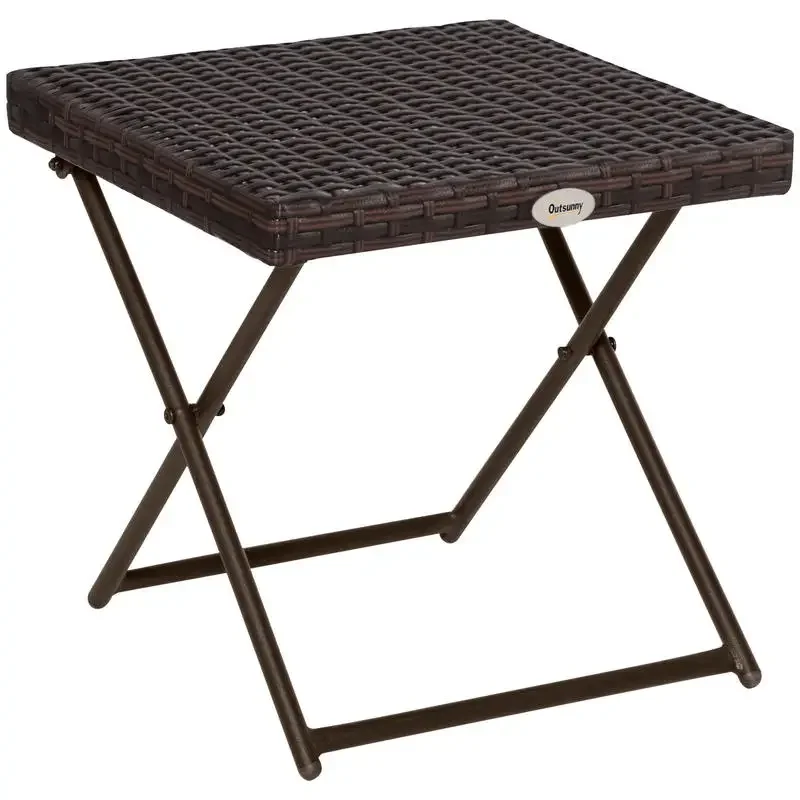 Table d'appoint pliante en polyrotin, table basse, table plateau, table de balcon, table de jardin, table de canapé, table à thé, mobilier de jardin, table en rotin pour jardin, terrasse, balcon,