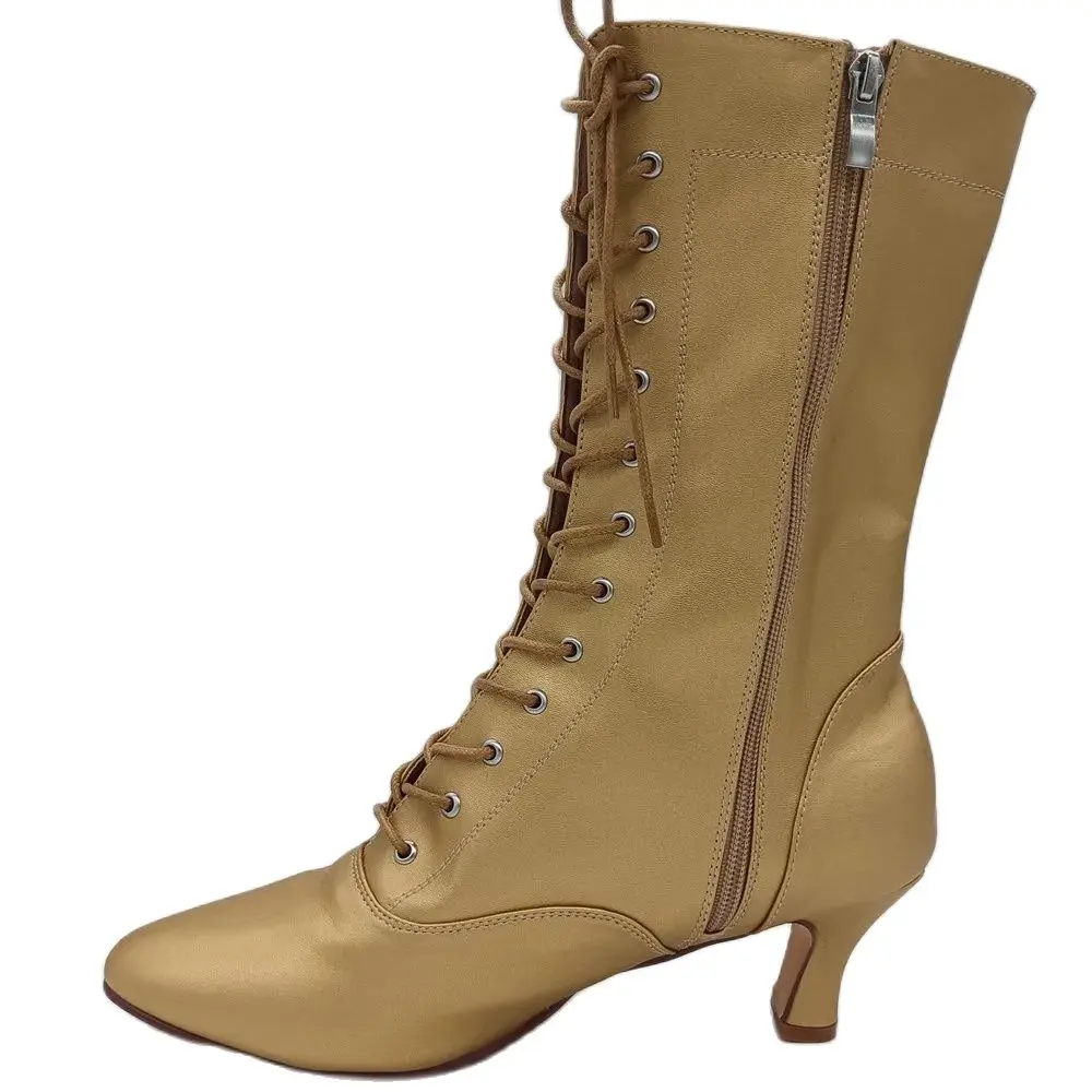 Frauen Gold Starke Ferse Latin Dance Schuhe 7 cm Latin Dance Stiefel Closed Toe Ballsaal Salsa Tanz Sandalen Schuhe Damen tanzen Party