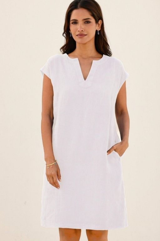 Ethical Dori Dress Summer Holiday Beach Cover Up - White - Aspiga Dresses