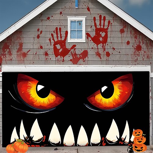 striscione di Halloween per la porta del garage, copertura per porta del garage esterna, decorazioni di Halloween per la casa, decorazioni per il giardino della casa stregata, forniture per feste di