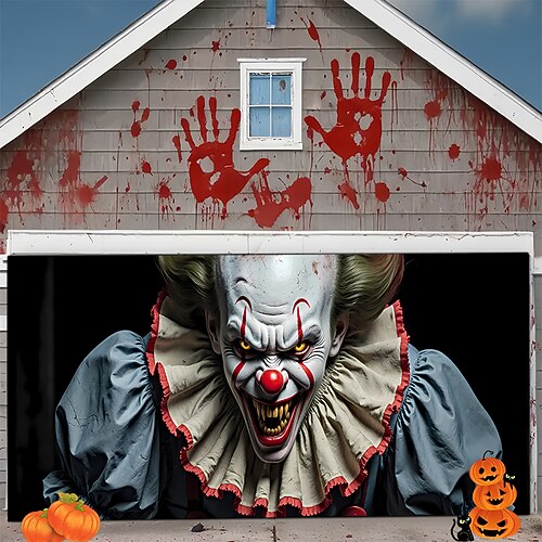 striscione di Halloween per la porta del garage, copertura per porta del garage esterna, decorazioni di Halloween per la casa, decorazioni per il giardino della casa stregata, forniture per feste di
