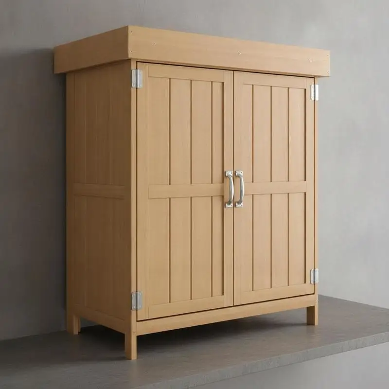 Abri de jardin en bois de sapin, abri à outils résistant aux intempéries 74x43x88cm, maison de jardin avec portes doubles, 2 compartiments, armoire à outils, maison de jardin, armoire à outils, abri
