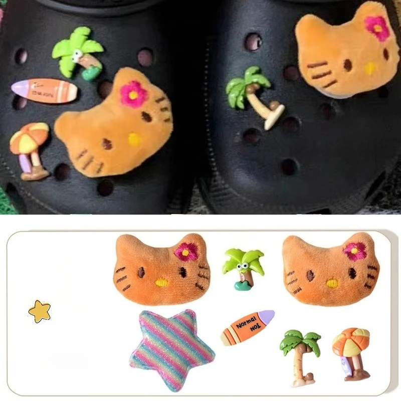 8 Stück Mode Kawaii Sanrio Hello Kitty Schuhdekorationen Zubehör Charms für Clogs Sandalen Schuh Charms Geschenkidee zum Geburtstag