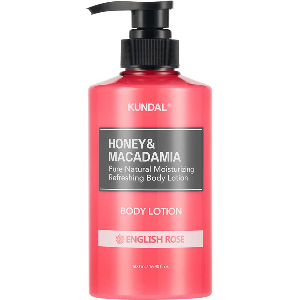 Lozione corpo pura KUNDAL al miele e macadamia – Rosa Inglese 500 ml