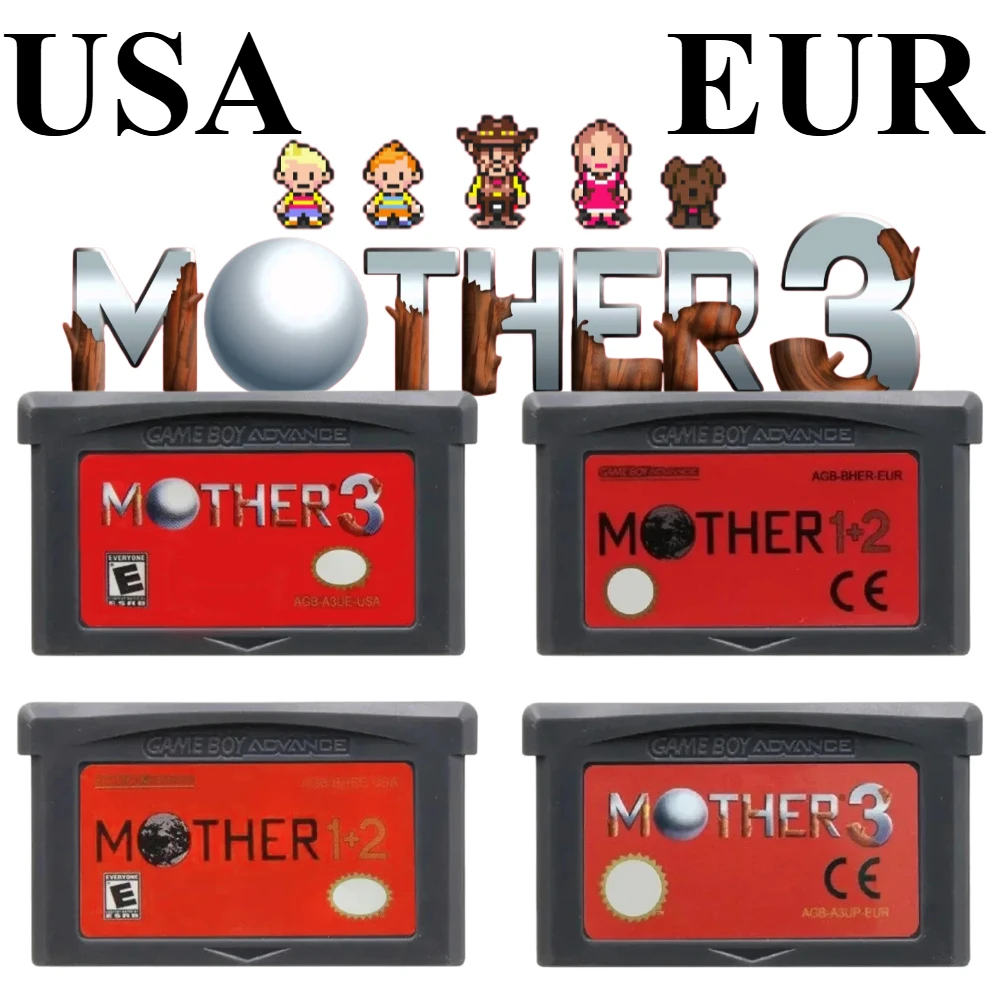 Mother 123 Series GBA Game Card Cartridge 32-Bit Video Game Console Card Mother 1 2 3 Gray Shell for GBA NDS Classic Game