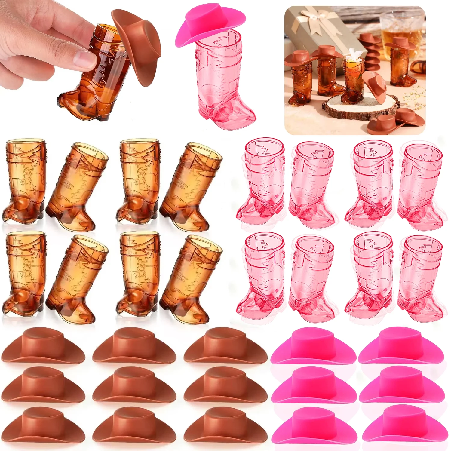 20PCS Mini Cowboy Boot Schnapsglas Cowgirl Party Supplies Western Tassen für Cowboy Cowgirl Dekorationen Bachelorette Party Supplies