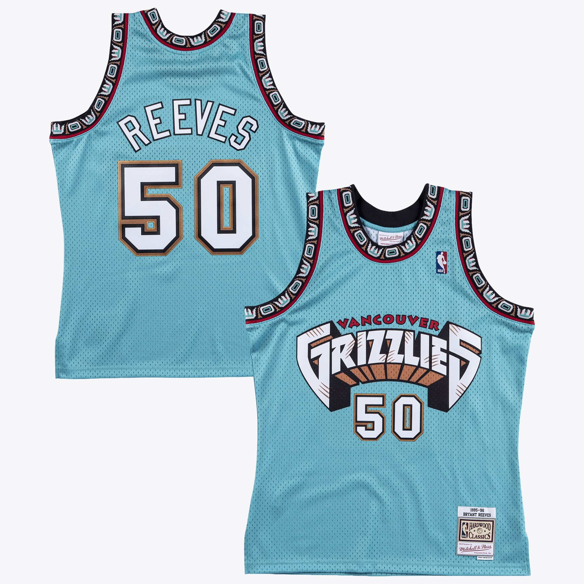 Maillot authentique Swingman 1995 de Bryant Reeves (Mitchell & Ness) des Grizzlies de Vancouver - Turquoise - Homme Taille: M