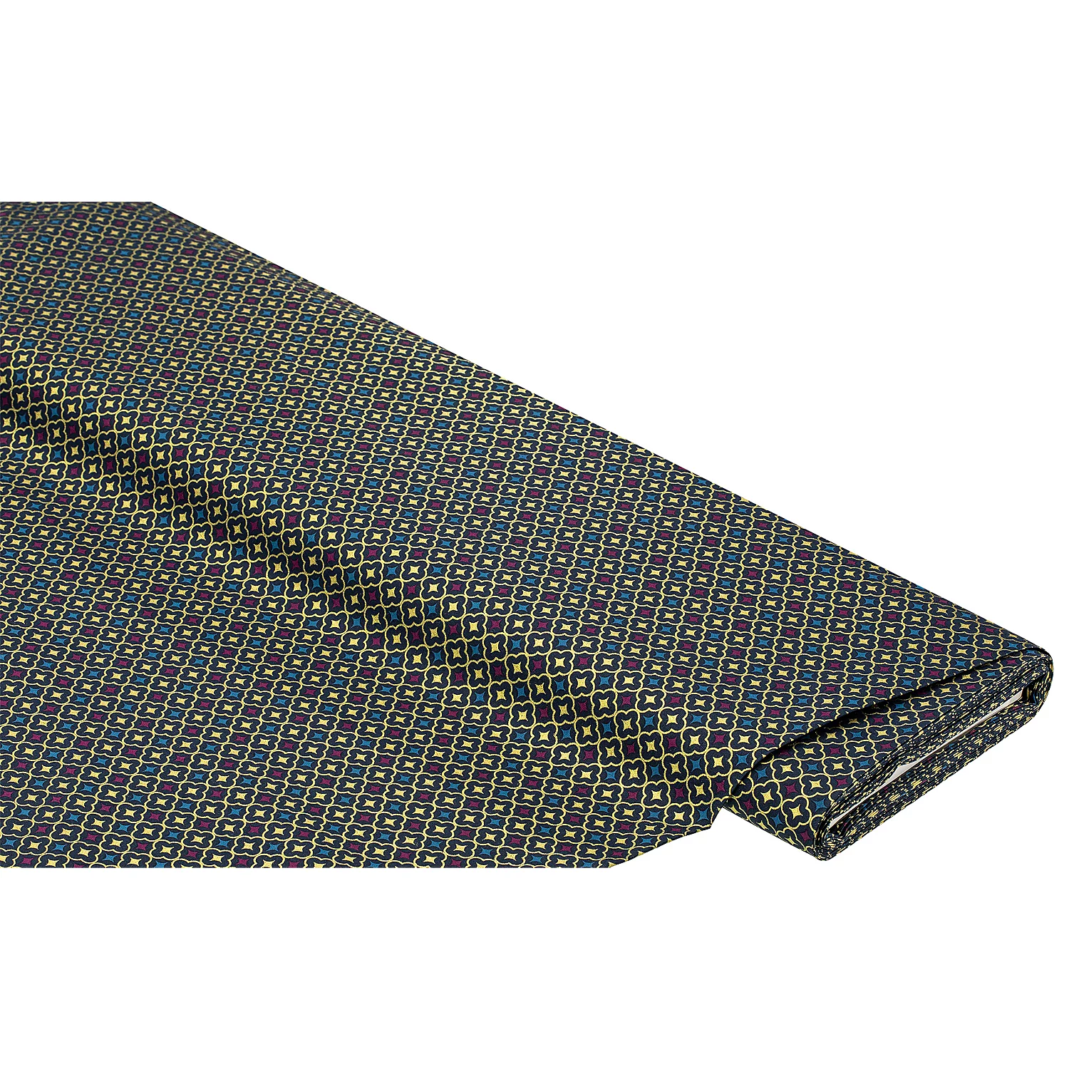 Baumwollstoff Raute, blau/gold