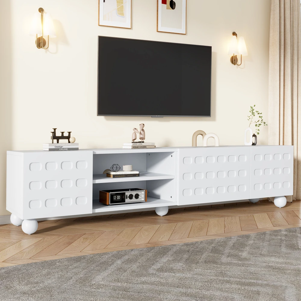 Meuble TV 200*40*44 cm Meuble de salon à 3 portes Meuble TV de 200 cm de long Meuble TV avec convient aux téléviseurs jusqu'à 80 pouces.