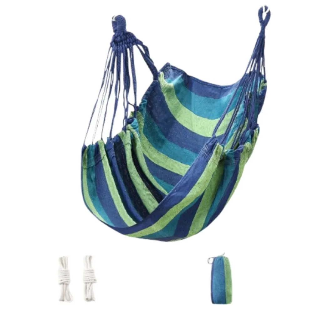 Comfortable Dormitory Hammock Chair Colorful Stripe Thicken Garden Swing Chair with Storage Bag Handwoven Garden Swing Seat