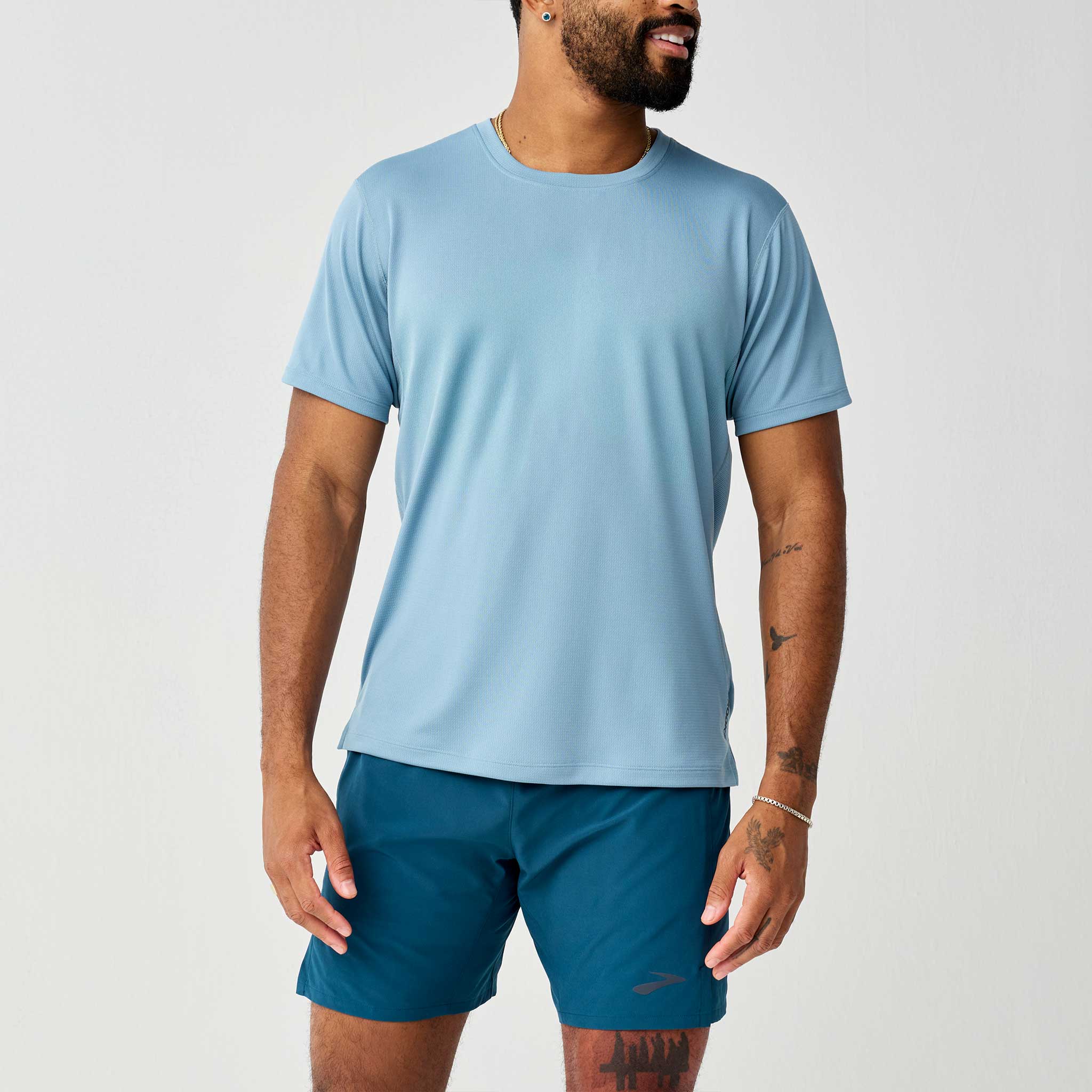 Brooks Dash Short Sleeve Men's Running Apparel Blue Haze