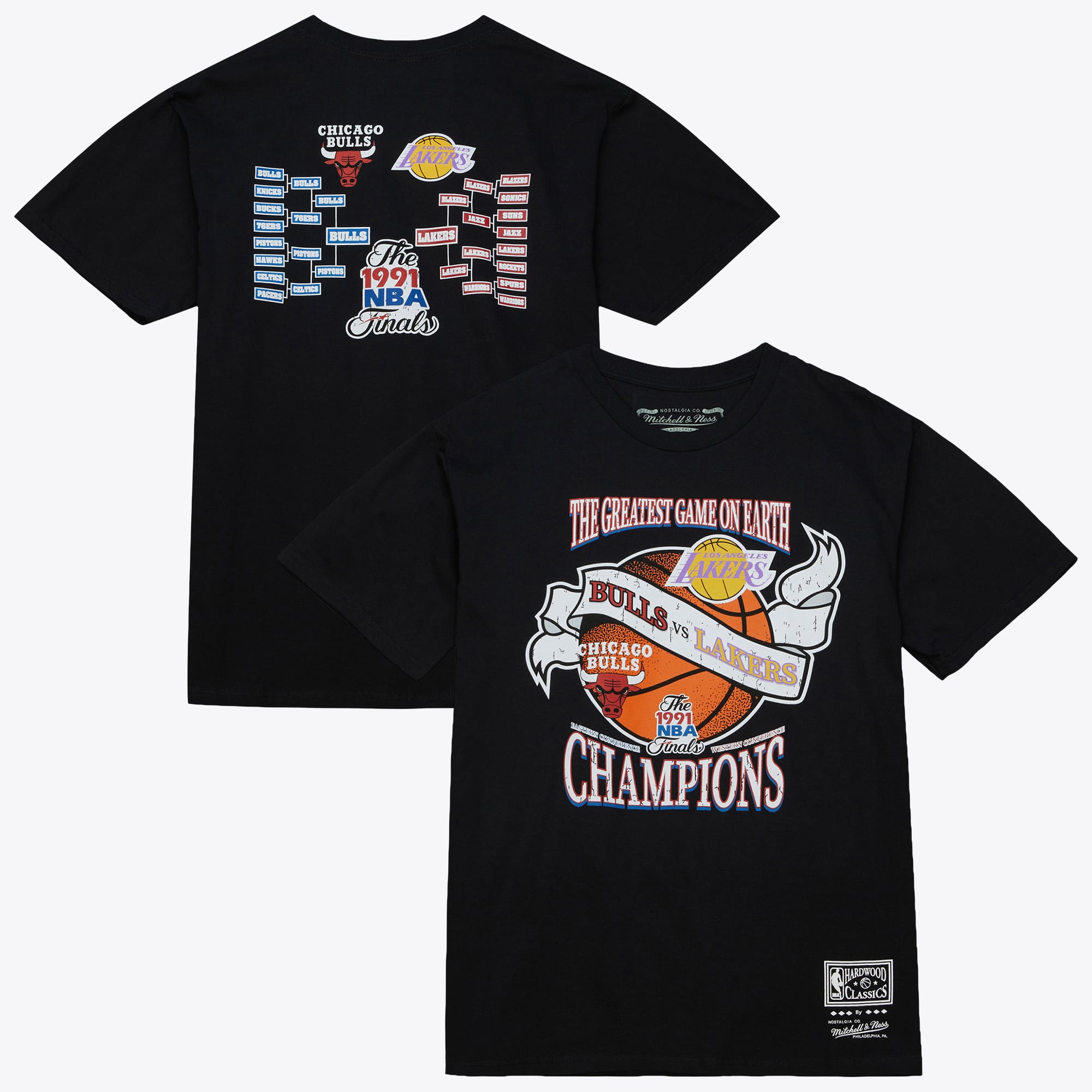 NBA Finals Mitchell & Ness Victory Road SS Hardwood Classics T-Shirt Bulls vs. Lakers – Schwarz – Herren