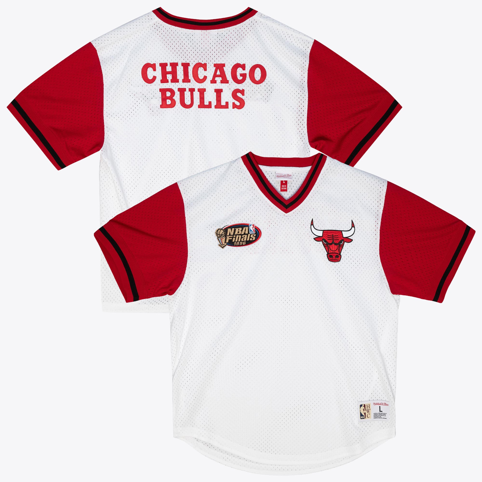 Chicago Bulls Mitchell & Ness Fashion Mesh V-Neck – Weiß – Herren