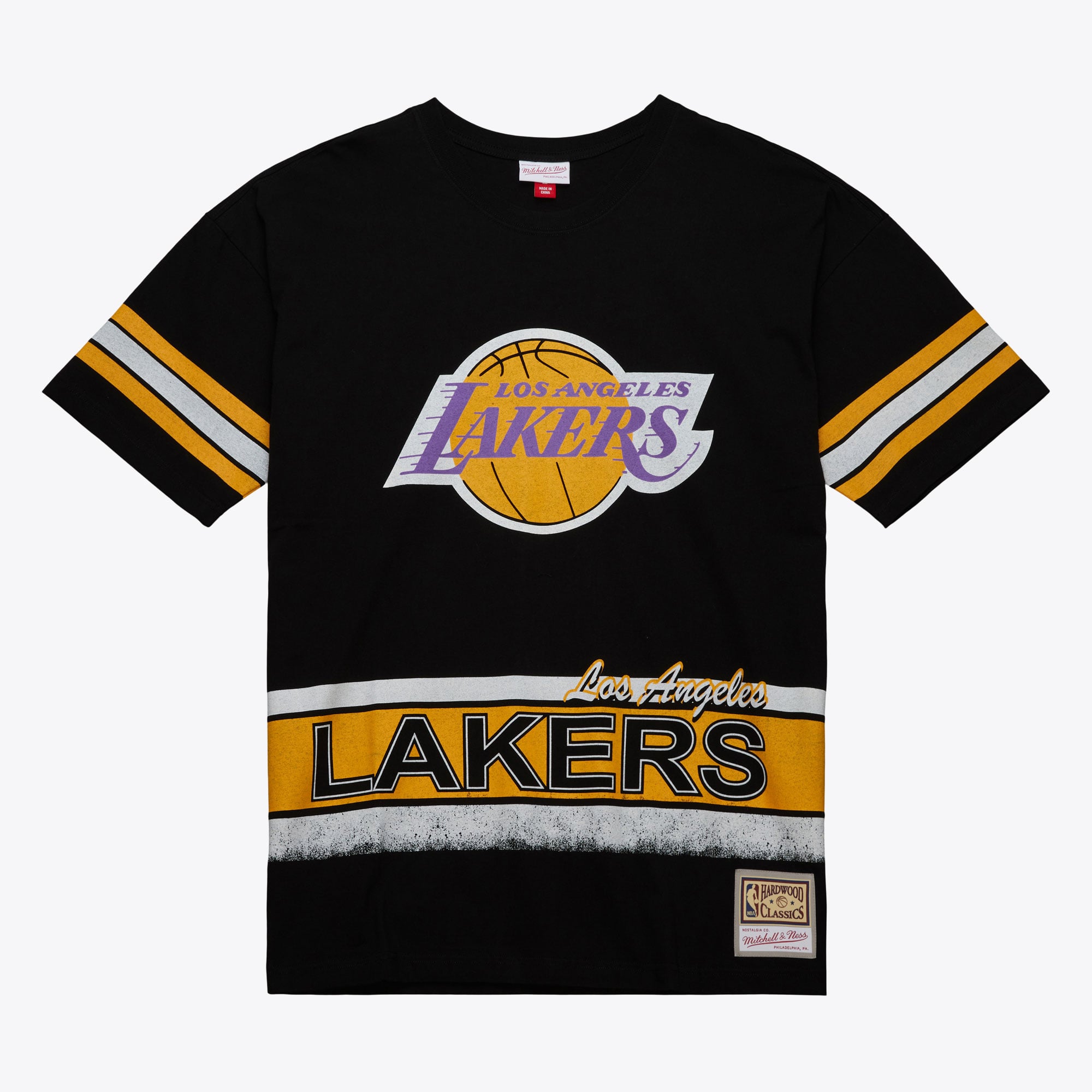Los Angeles Lakers Mitchell & Ness Fashion Oversized T-Shirt mit Vintage-Logo – Schwarz – Herren