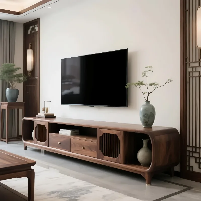 Meuble TV classique étroit en bois naturel simple 200 cm, meuble TV japonais pour salon, gain de place, meuble téléviseur, meubles pour la maison