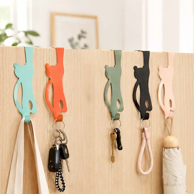 2 Stück, Haken für die Hintertür, an der Wand montierte Kleiderhaken für Schlafzimmertüren, bohrfreie Kleiderhaken zur Aufbewahrung von Schlüsseln, Gürteln, Taschen usw.