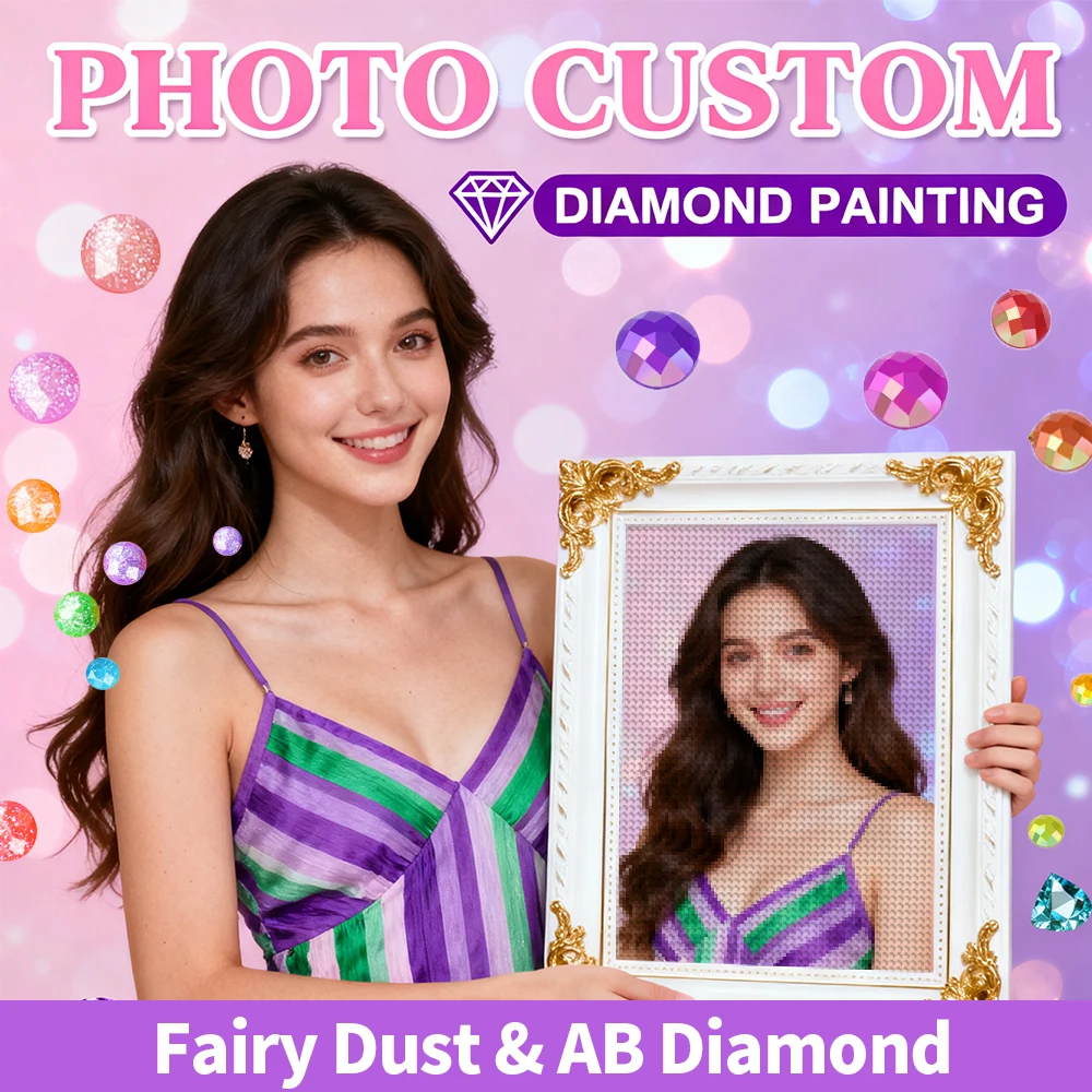 HUACAN 5d bricolage diamant peinture Photo personnalisé photos personnelles strass bricolage mosaïque complet rond Kits AB perceuse fée poussière perceuse