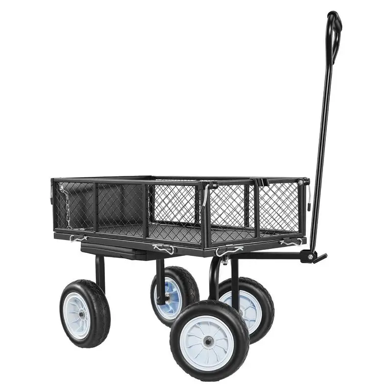 Chariot de jardin avec siège, capacité 500 LBS, siège de travail de jardin roulant en acier avec roues, tabouret de jardinage robuste, avec plateau à outils et poignée réglable, chariot de jardin