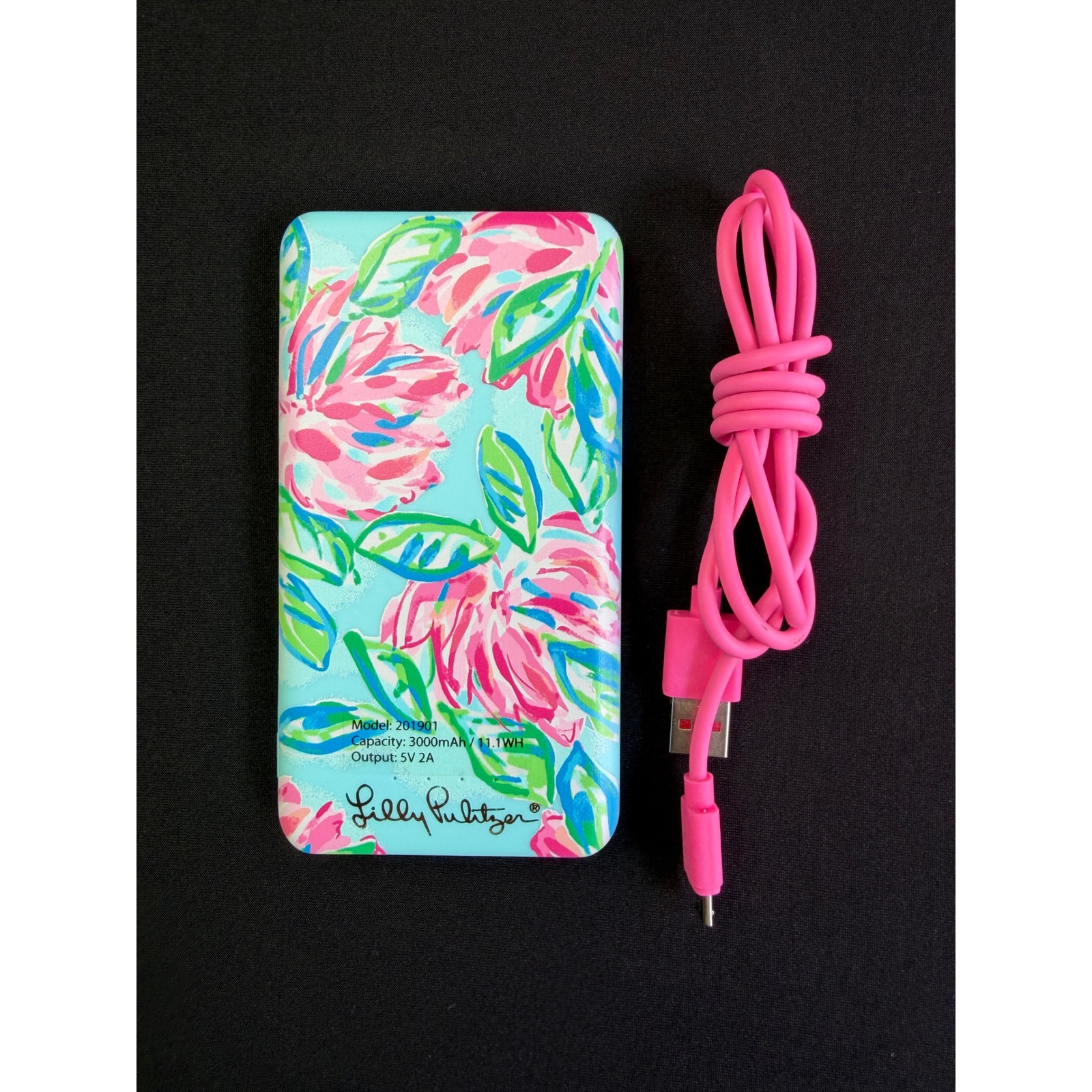 Lilly Pulitzer Cell Phones & Accessories | Lilly Pulitzer Portable Power Bank 3000mah Floral Battery Charger Pink Blue | Color: Blue/Pink | Size: Os