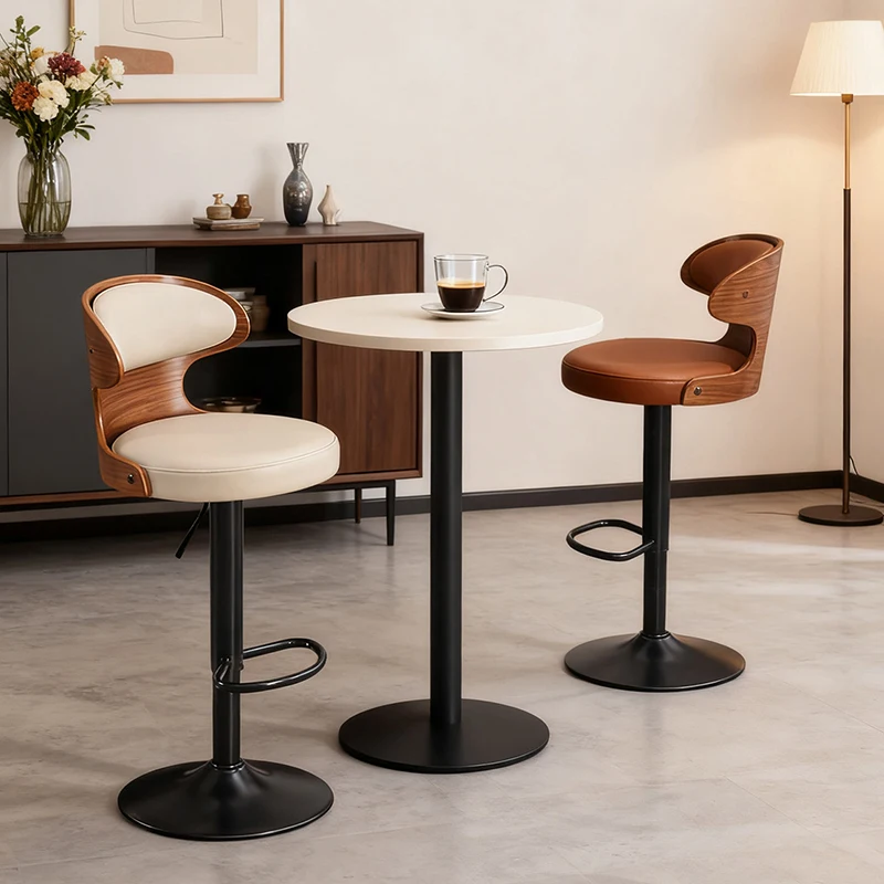 Nordische Luxus-Barstühle, ästhetisch, bequem, modern, für das Wohnzimmer, hohe Barhocker, Designer-Banqueta-Salonmöbel aus Leder