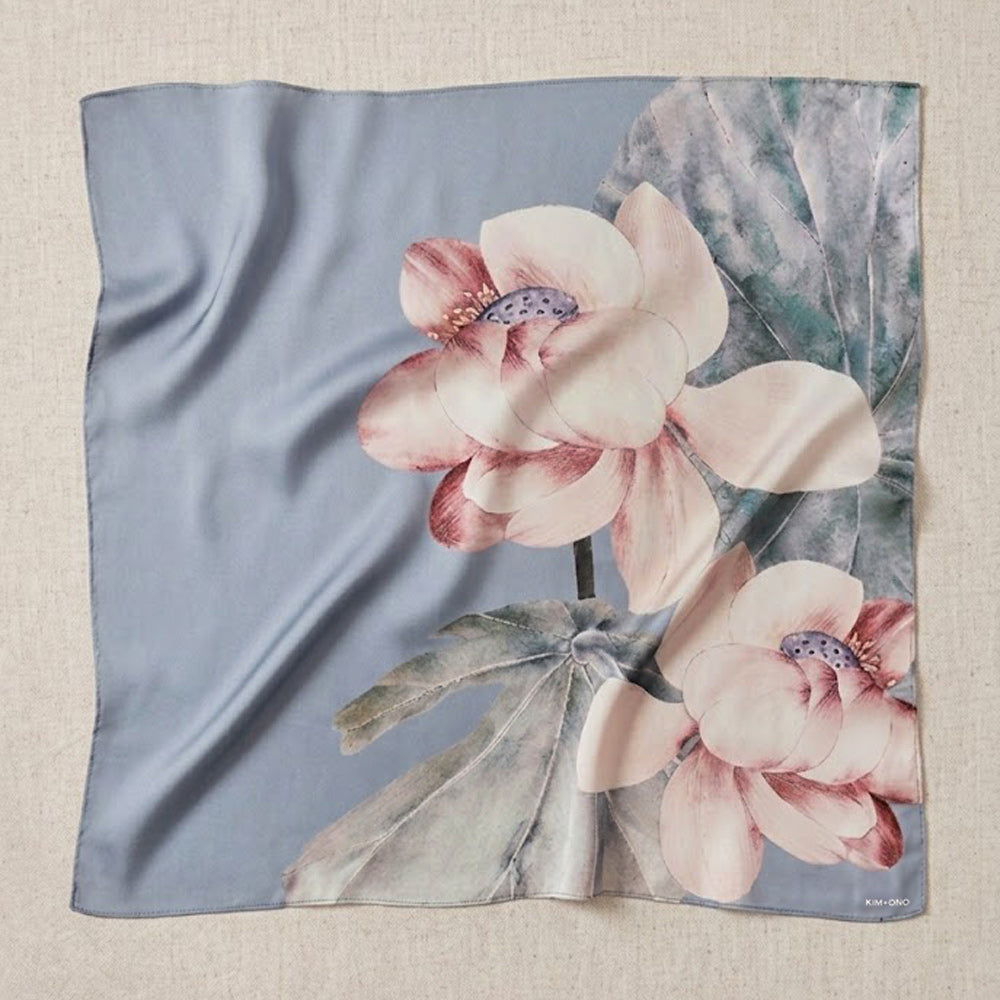 Kuren Kerchief Scarf | Charmeuse Silk Scarf | KIM+ONO - mineral / 26"" square