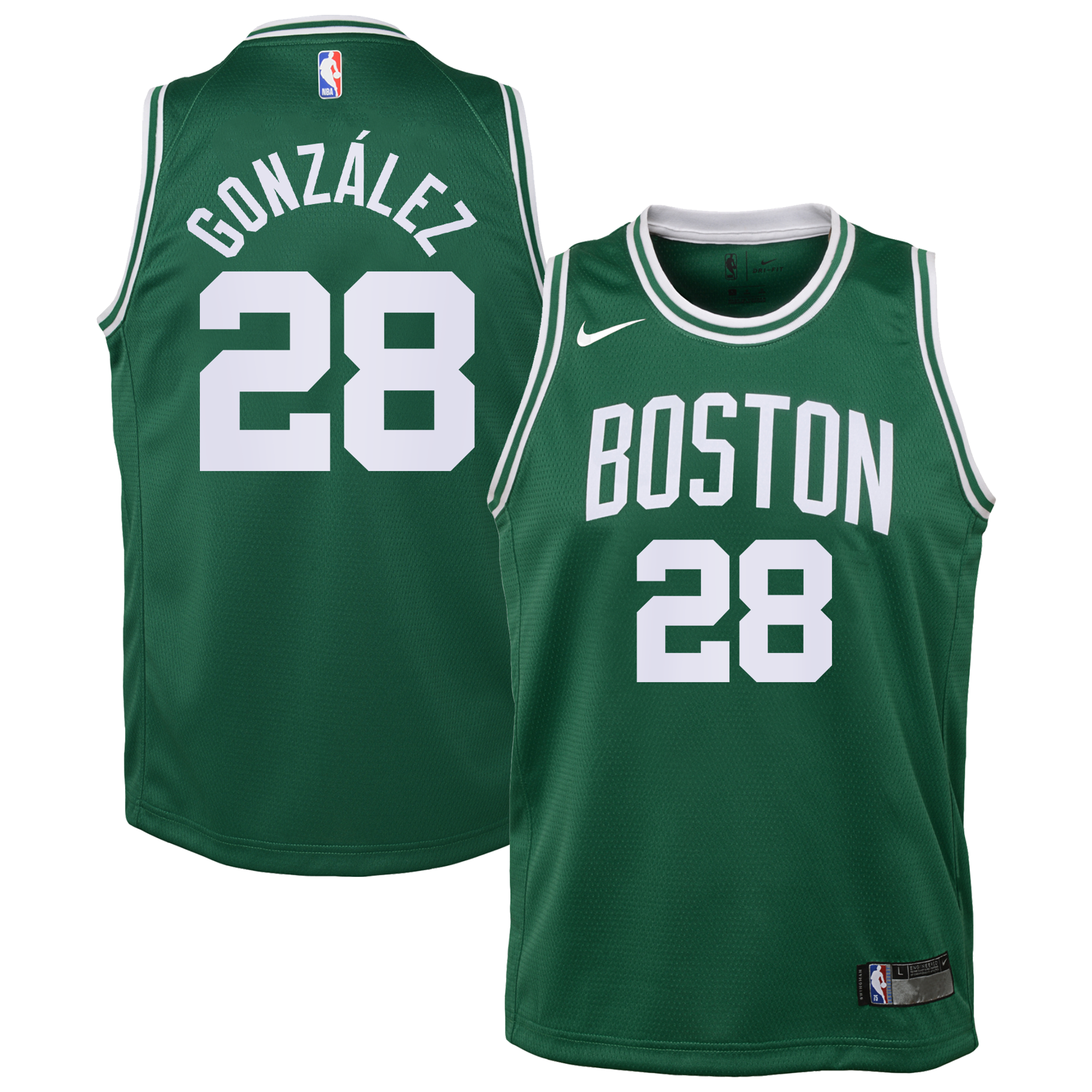 Maillot Swingman Nike Icon Edition des Boston Celtics - Vert Kelly - Hugo González - Jeune - unisexe Taille: XL (18/20)