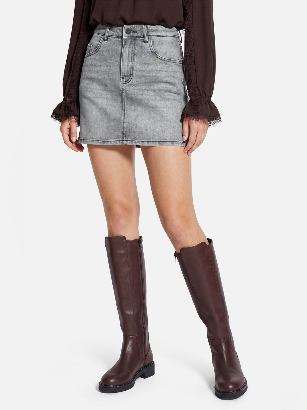 Noisy May Jeans-Minirock Damen hellgrau, M