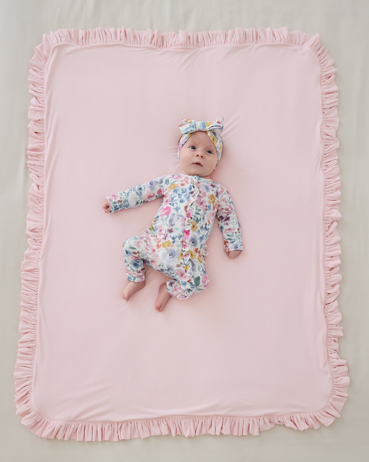 Prima Pink Ribbed Ruffle Mini Cloud Blanket - OSFA