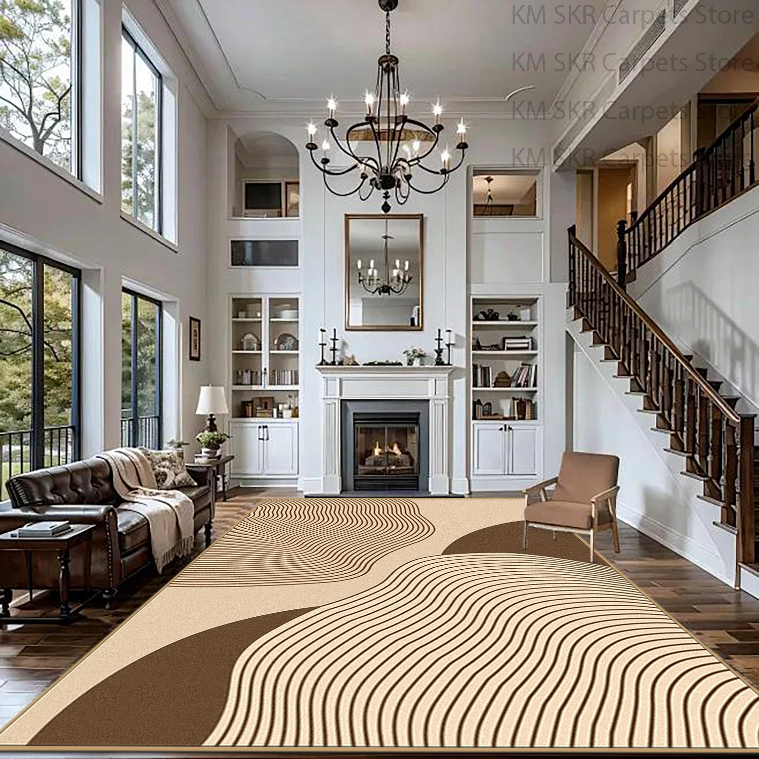 Modern Simple Style Villa Living Room High-end Carpet Decoration Bedroom Non-slip Washable Bedside Mat Soft Plush Office Big Rug