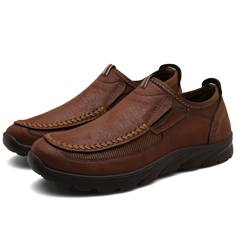 Herren Leder Freizeitschuhe Atmungsaktive Slipper Herren Sneakers 2024 Neue Bequeme Leder Flache Schuhe Sneakers Herrenschuhe