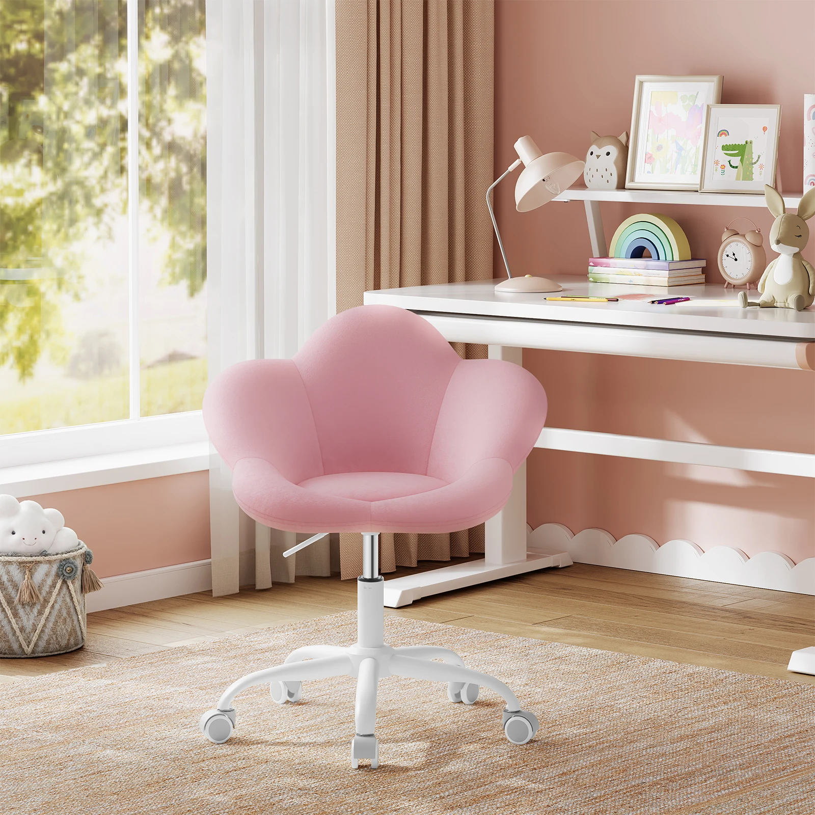WOLTU Ergonomischer Samt-Drehstuhl für den Schminktisch, höhenverstellbarer Bürostuhl für Kinderschreibtisch, Kinderzimmer, Zuhause