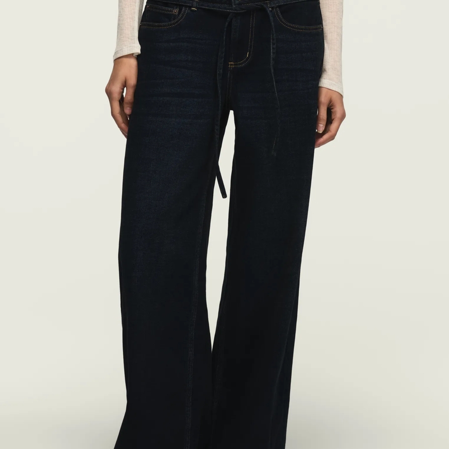 Lucky Brand Denim Luxe Belted Wide Leg - Women's Pants Denim Wide Leg Jeans in Lush Wash, Size 31 x 29 - Lucky Brand
