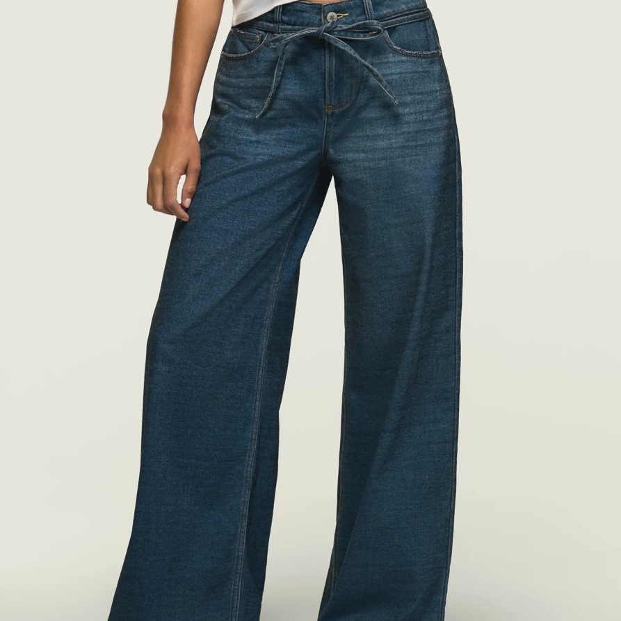 Lucky Brand Denim Luxe Belted Wide Leg - Women's Pants Denim Wide Leg Jeans in Warm Soul Wash, Size 30 x 29