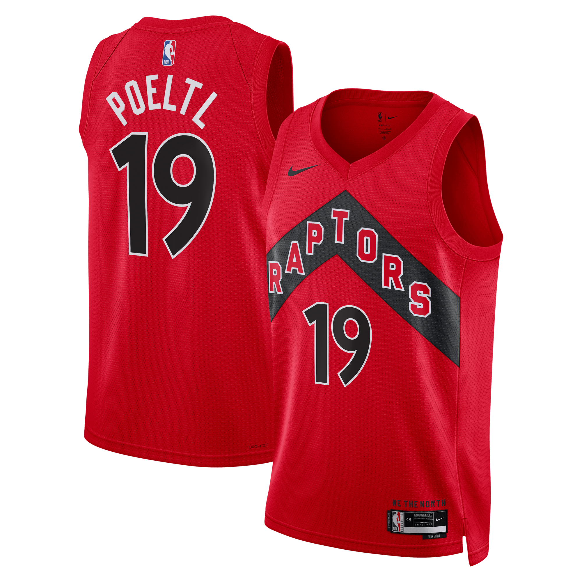 Maillot Swingman Nike Icon Edition des Raptors de Toronto - Rouge - Jakob Poeltl - Unisexe - Homme Taille: 2XL