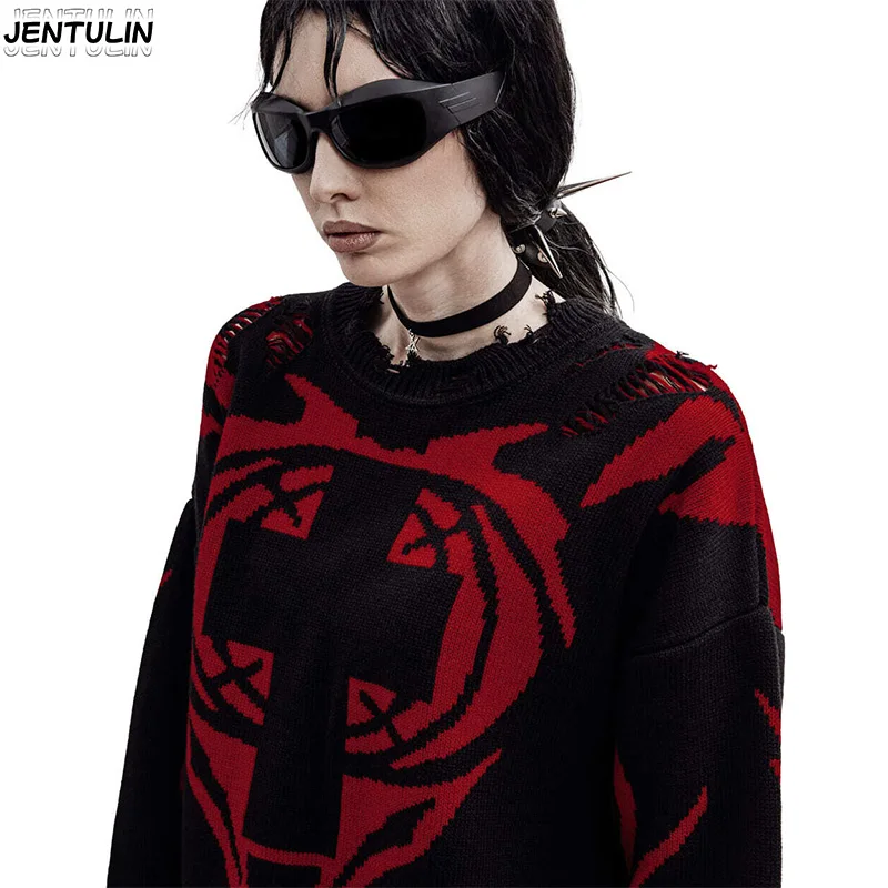 Men Clothing and Women's Neck Sweater Harajuku Sweaters Gothic Streetwear Loose Men Clothing Design Retro Pullover Winter Y2K